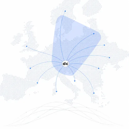 Europa-Karte mit Nearshore IT Netzwerk und digitalen Verbindungen