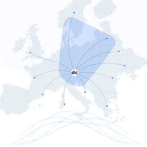 Europa-Karte mit Nearshore IT Netzwerk und digitalen Verbindungen